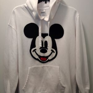 Disney White Mickey Patch Pullover Hoodie